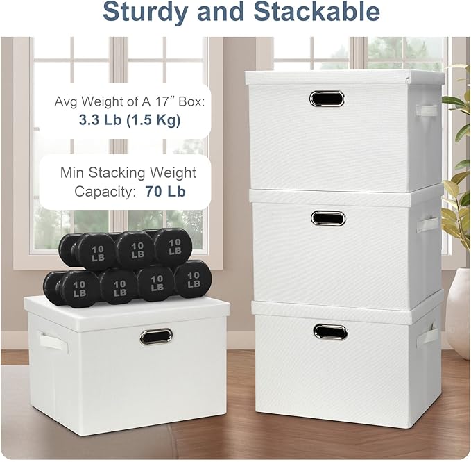 Large 17" 36 Quart Collapsible Stackable Storage Bins - Image 4