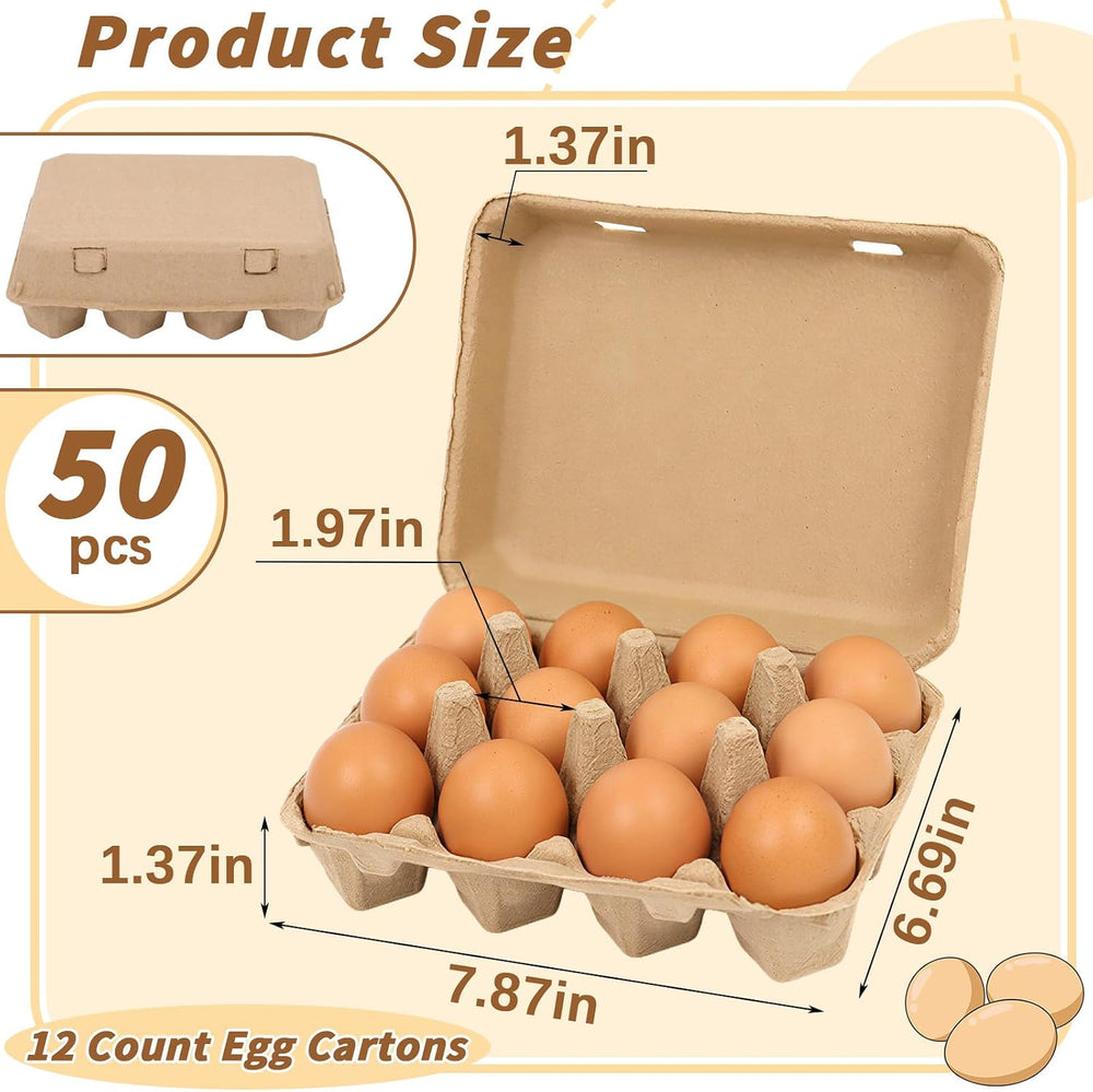 Egg Cartons 12 Count, 50 Pack Cardboard Egg Cartons Cheap Bulk, Reusable Pape...