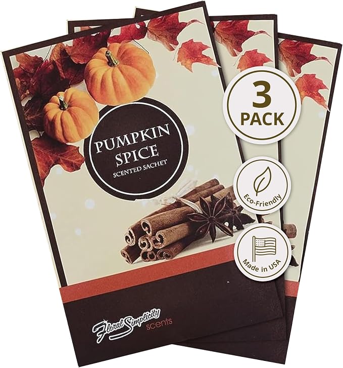 Simplicity Scents Pumpkin Spice Scented Sachets Pack of 3, Fall & Winter by FloralSimplicity