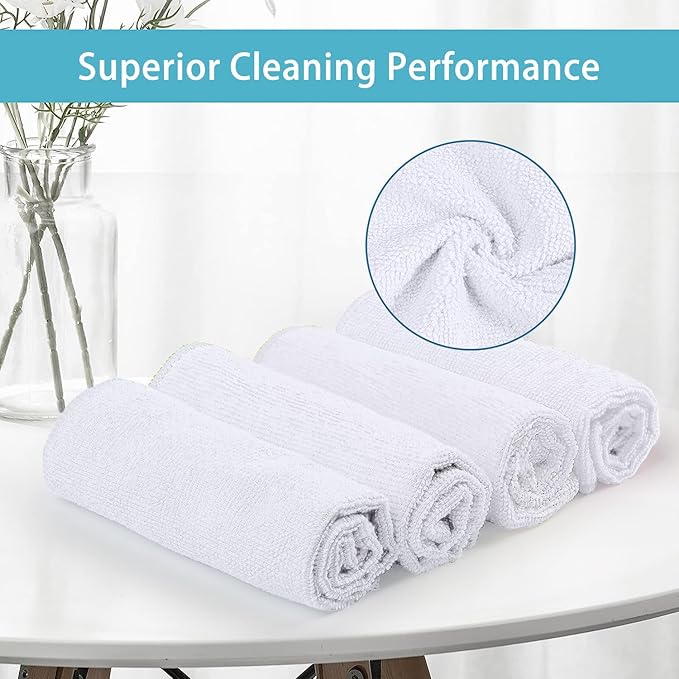 HOMEXCEL White Microfiber Cleaning Cloth, 100 Pack Cleaning Towels - Image 2