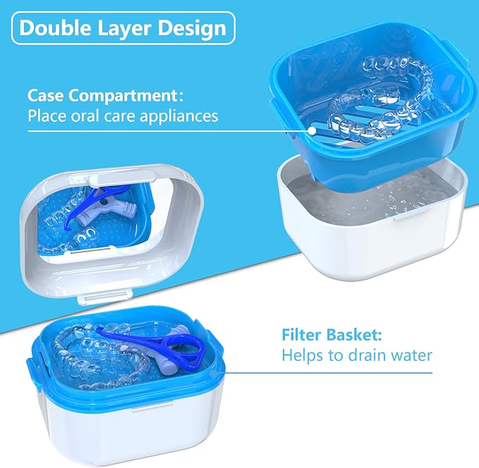 BVN Denture Case Denture Cup for Soaking Dentures Retainer Cleaner Case - Image 3
