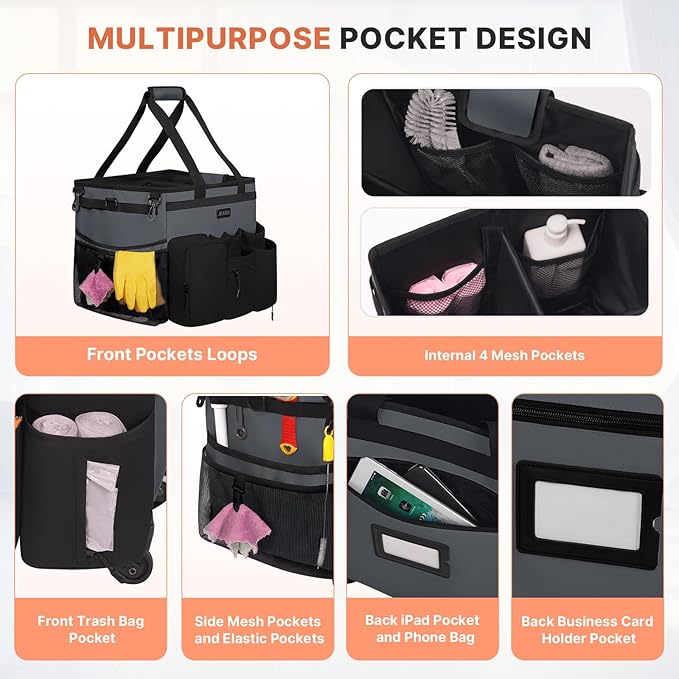 Large Rolling Cleaning Caddy Bag - Image 5