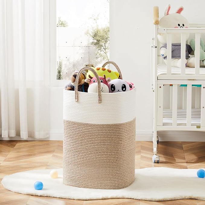Laundry Basket, Woven Cotton Rope Laundry Hamper, Versatile Storage - Image 6