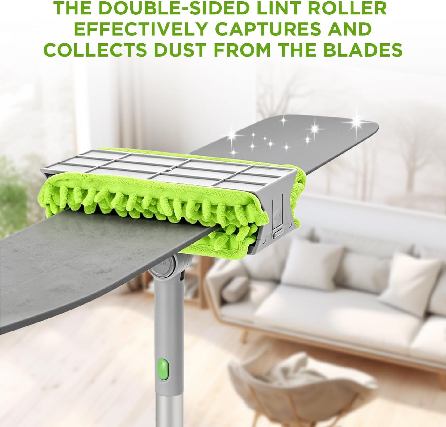 Cleaning Set, Equipped with a 72 inch extendable Handle, Reusable Crevice Brush, Chenille dust Collector, Cleaning Cloth, 2 Replacement Fan Brush Cloths Suitable for, Fans, Furniture, etc