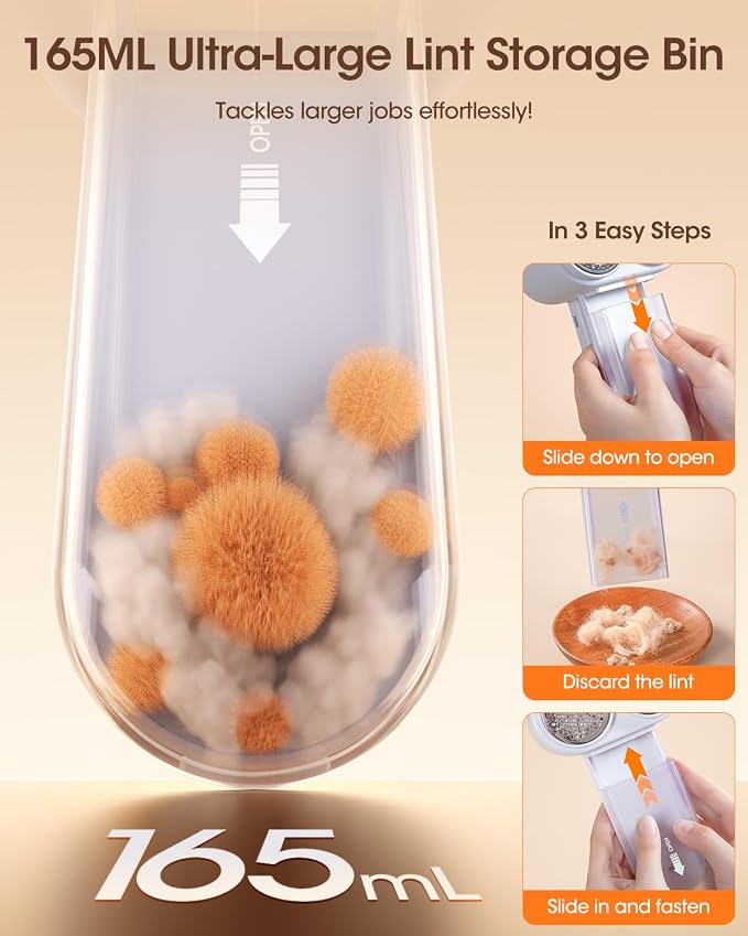 Fabric Shaver and Lint Remover, 6 Stainless Steel Blades, Dual-Head - Image 3
