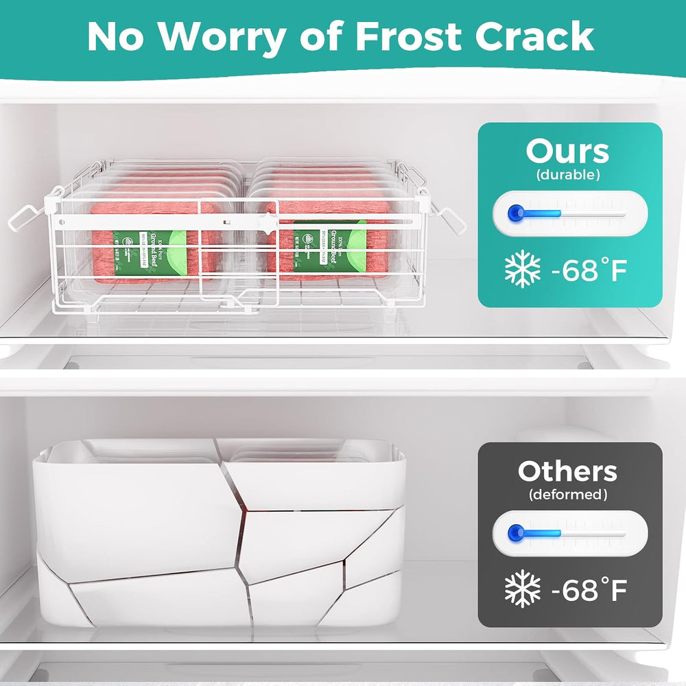 OPENICE Expandable Freezer Organizer Bins for Deep Freezer (4 PCS, White)