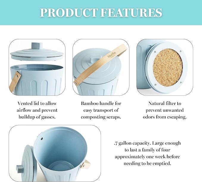 Martha Stewart Indoor Compost Bin | Countertop Composting Bucket - Image 8