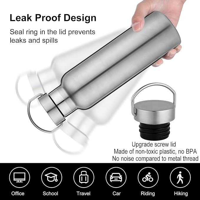 Neihepal 20 oz Insulated Water Bottles Bulk 2 Pack, Stainless Steel Double Wall - Image 4