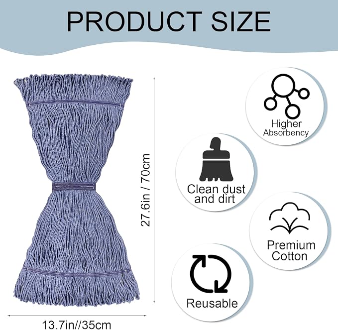 JERIA 4 Pack Heavy Duty Mop Head Replacements, String Mop Head - Image 4