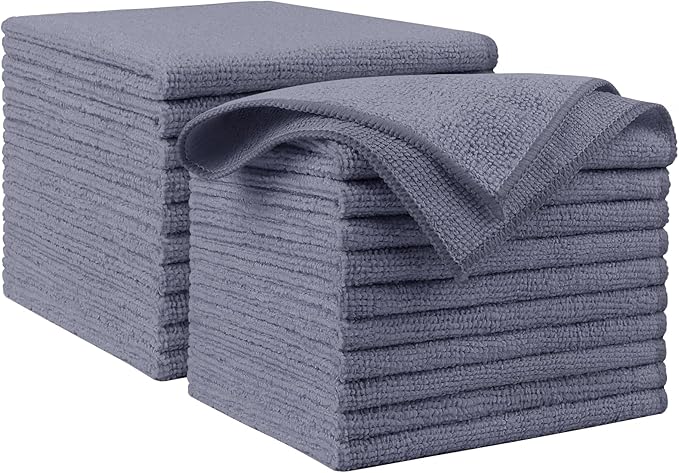 AIDEA Microfiber Cleaning Cloth Grey 20PK, Micro Fiber Cloth by AIDEAHOME