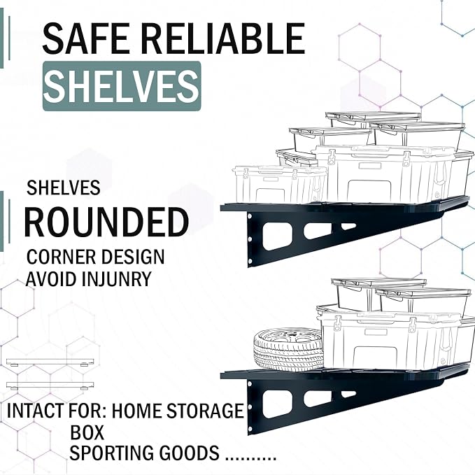2-Pack 2x4ft Garage Wall Shelves, 2 Shelf Total 8 ft Garage Shelving Wall - Image 5