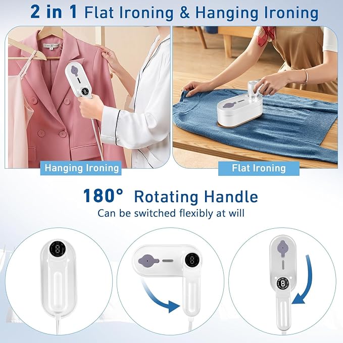 Travel Steamer for Clothes Portable Mini, 8 Steam & Iron Modes Iron Steamer - Image 4