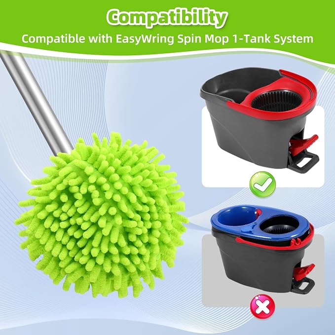 Chenille Mop Heads Replacements 4 Pcs & 1 Base Set - Image 2