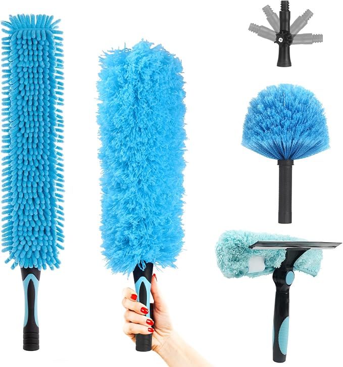 Ceiling Fan Duster Kit – 5-in-1 Bendable & Dual-Sided Heads – Washable Dusters by GameXcel