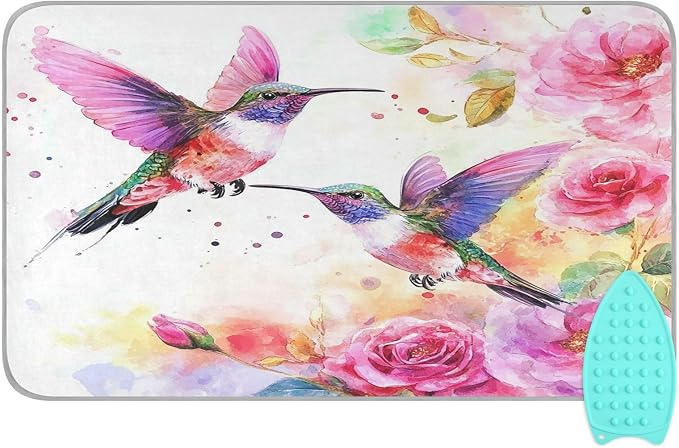 Watercolor Red Hummingbird Ironing Mat by Tatenale