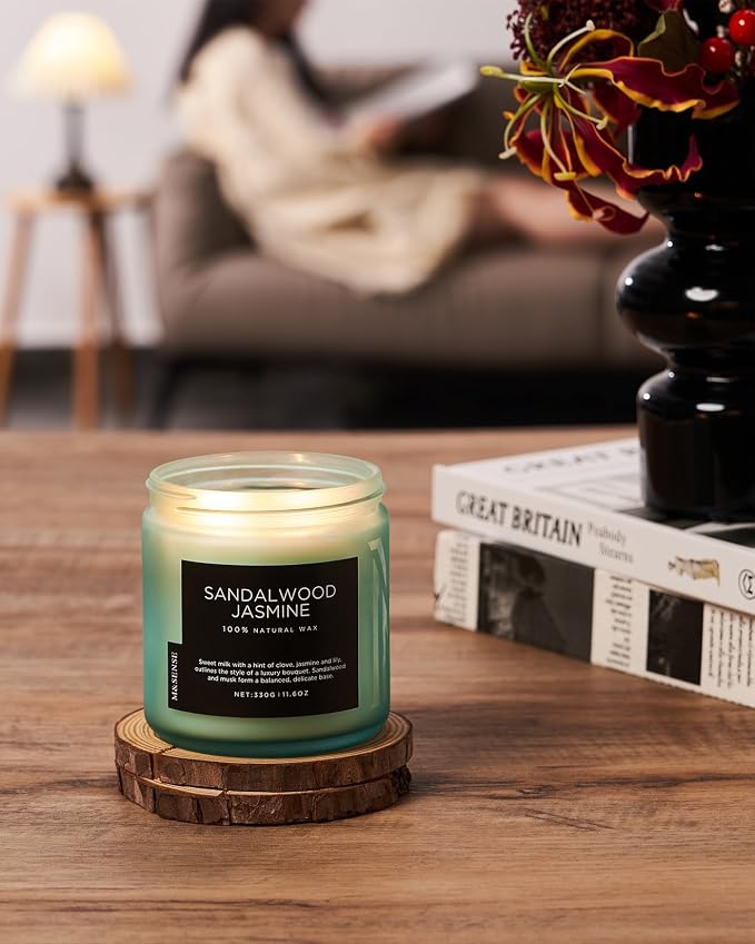 M&SENSE Sandalwood Jasmine Scented Candle, 11.6oz 70 Hours Burn Time Clean Non - Image 8