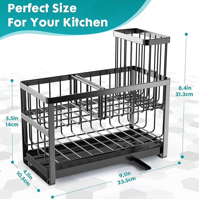 Sinnsally Kitchen Sponge Holder, 2 Tier Sink Caddy Organizer - Image 5