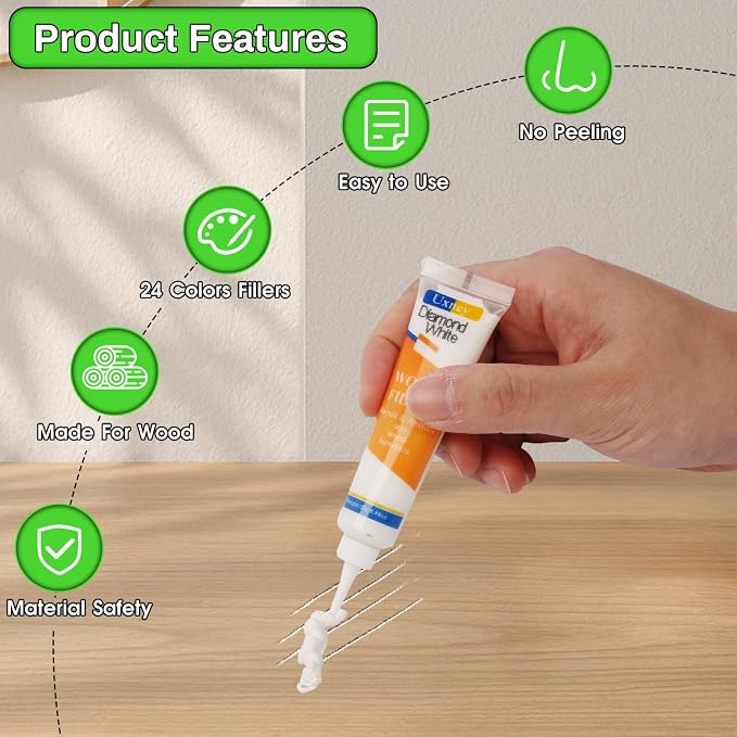 Wood Furniture Repair Kit, 24 Colors Wood Fillers, Scratch Repair Covers & - Image 5