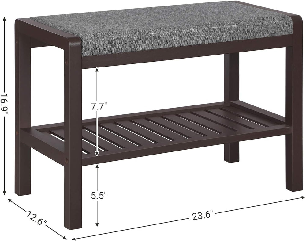 SONGMICS Shoe Rack Bench, Padded Seat, Storage Shelf, Holds Up to 350 lb
