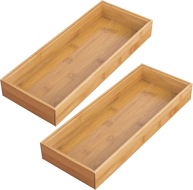 mDesign Wooden Bamboo Drawer Organizer - Image 10