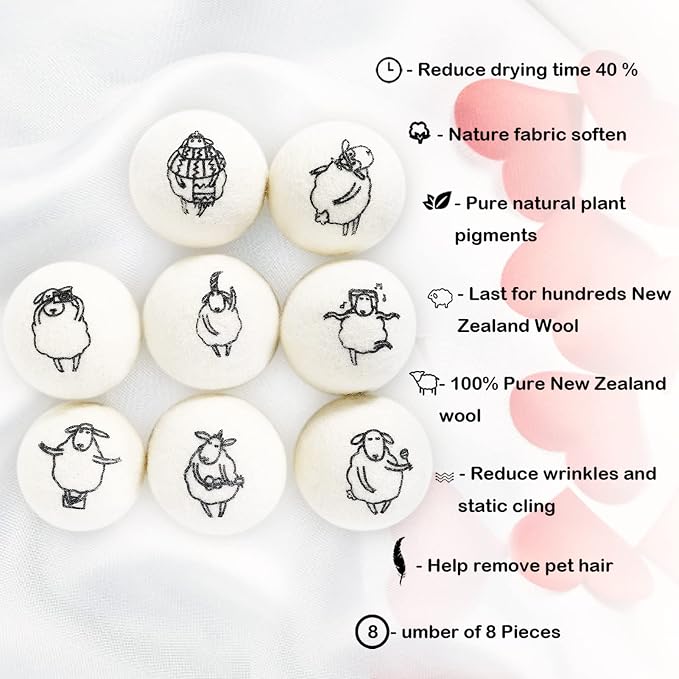 Wool Dryer Balls, 100% New Zealand Wool Handmade, Chemical-Free Reusable - Image 3
