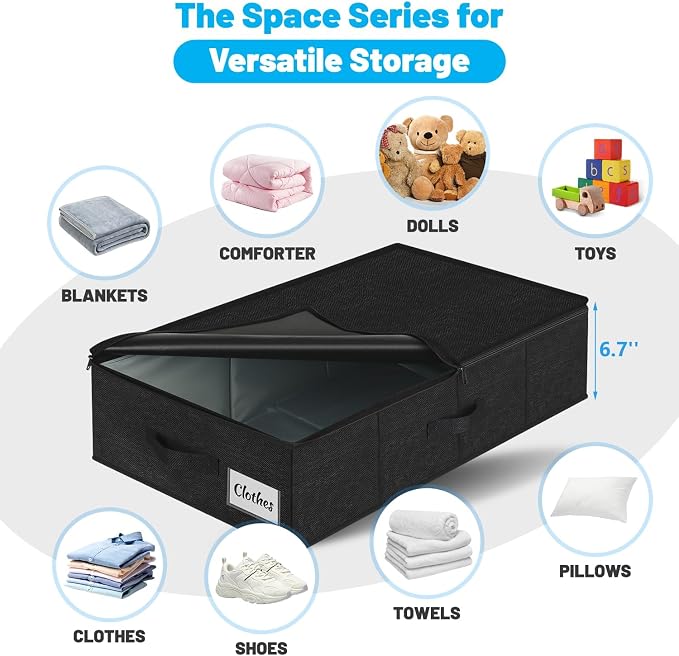 Under Bed Storage Container Bins 2 Pack, Low Profile Foldable Underbed Clothes - Image 2