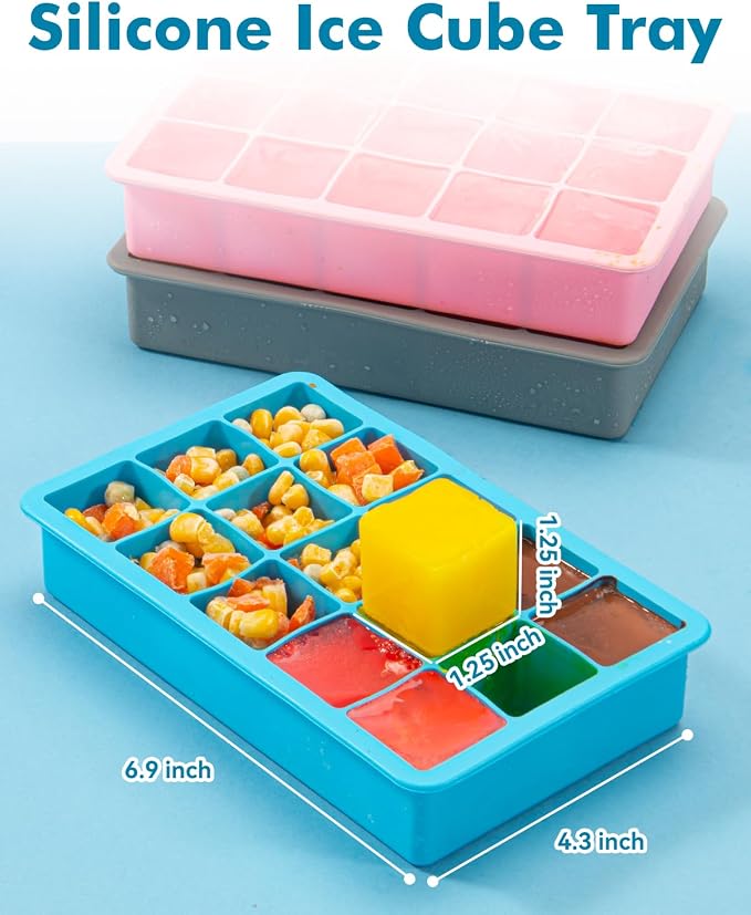 Silicone Ice Cube Trays for Freezer 2 Pack- Easy Release Square Ice Cubes Mold- - Image 4
