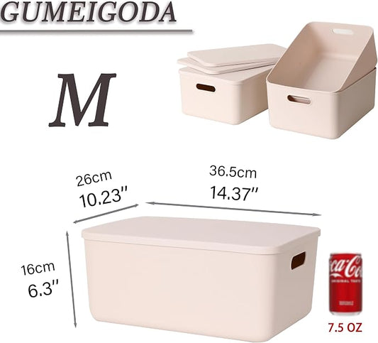 Plastic Storage Bins with lids, Storage Baskets, Container with handle - Image 2