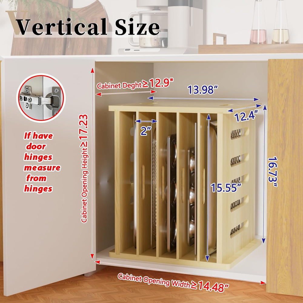 6 Tier Wooden Tray Dividers for Cabinets