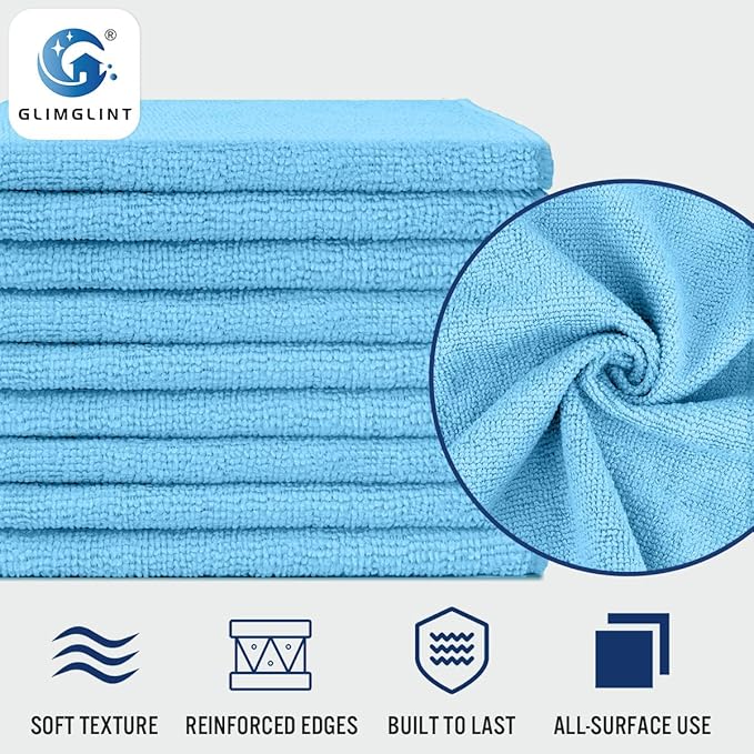 GLIMGLINT Blue Microfiber Cleaning Cloth, 150 Pack Microfiber Towels - Image 3