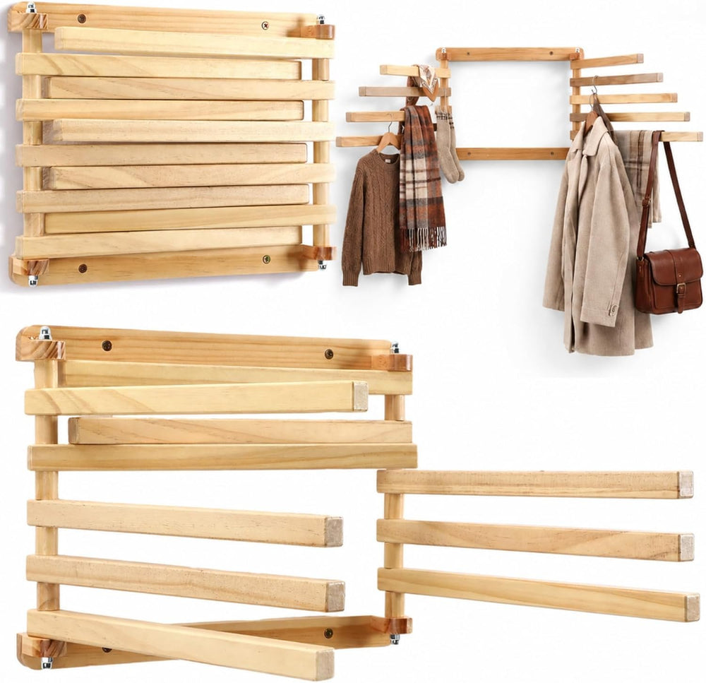 Novabright 1 Pcs Wood Foldable Wall Mounted Drying Rack, Original