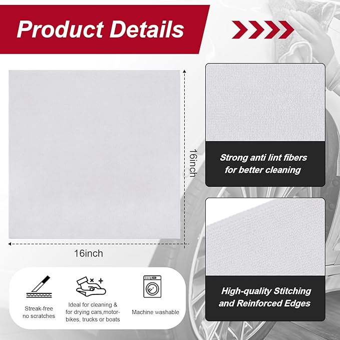 200 Pcs Microfiber Cleaning Cloth 16x16 Inch Microfiber Towels - Image 2