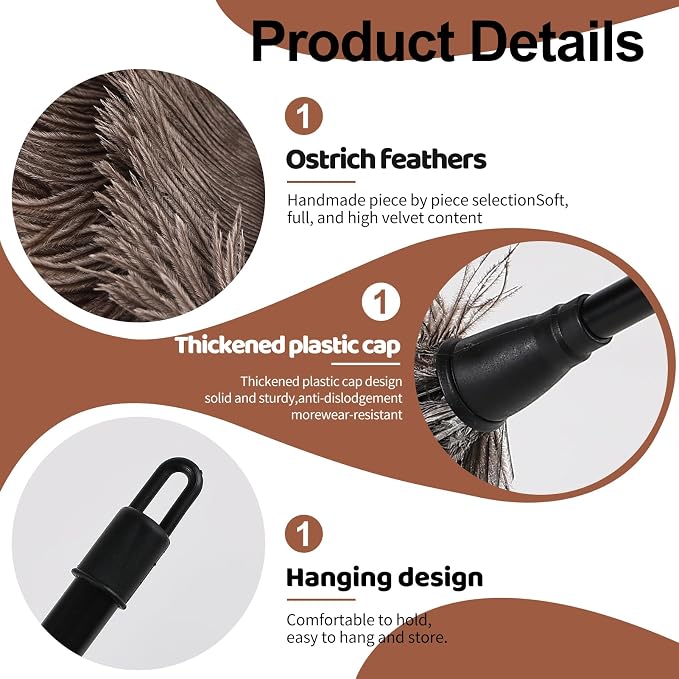 Ostrich Feather Duster-14.9 Inch Mini Natural Feathers Dusters - Image 3