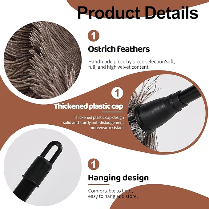Ostrich Feather Duster-14.9 Inch Mini Natural Feathers Dusters - Image 3