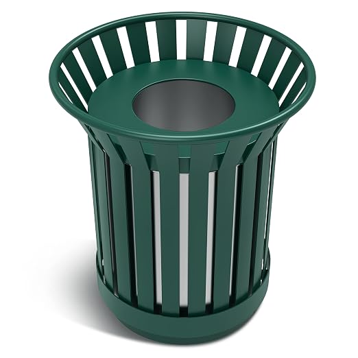 8Gallon/30L Commercial Outdoor & Indoor Metal Trash Can, Outdoor Slatted Trash by Unknown