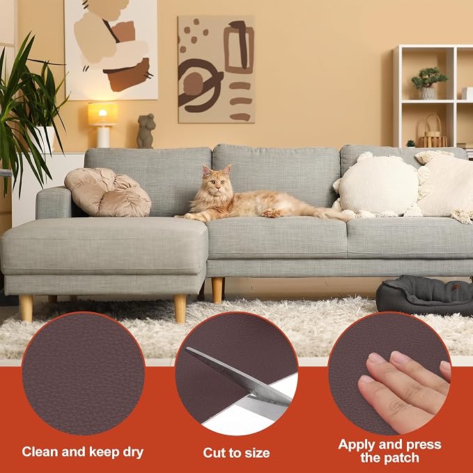 PATIKIL Leather Patches Tape for Furniture, 6.3 x 61 Inch Self Adhesive Vinyl - Image 3