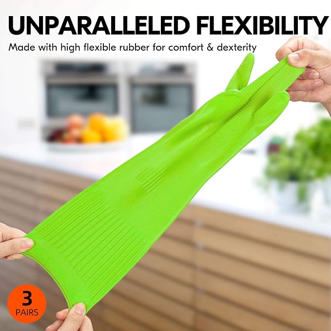 Vgo... 3-Pairs Dishwashing Gloves - Image 3