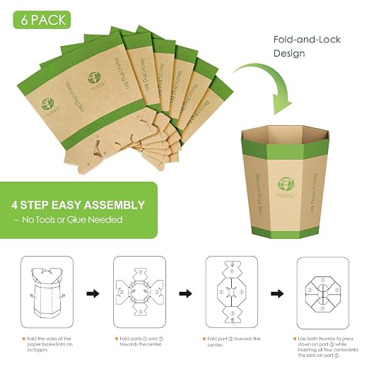6-Pack Cardboard Trash Can – Foldable, Recyclable, Plastic-Free & Reusable - Image 7