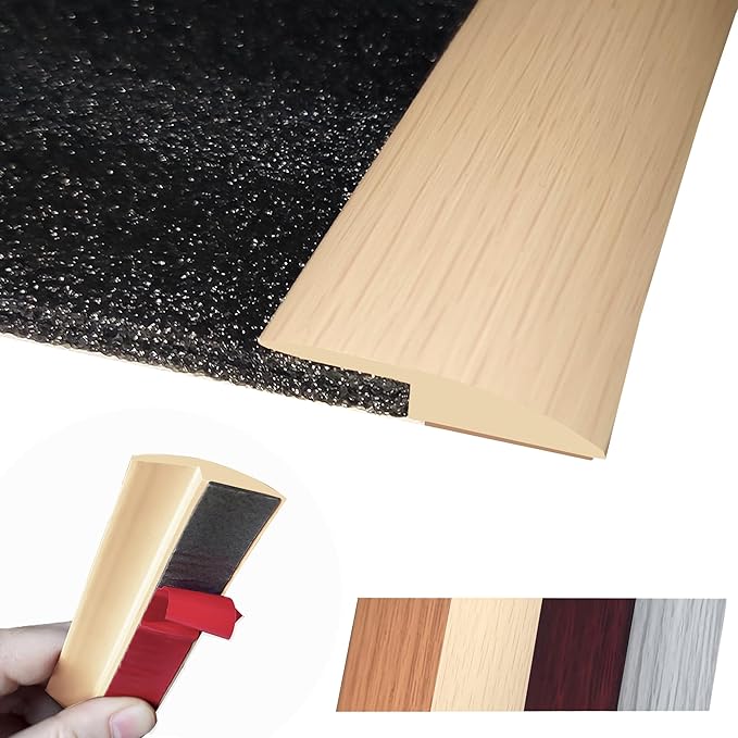 1/5 inch Height Floor Transition Strip, Self Adhesive Carpet Wood Tile Vinyl by MaxirocHomeEnhancements