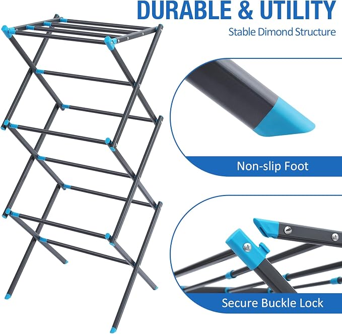 APEXCHASER Clothes Drying Rack, 3-Tier Laundry Drying Rack - Image 2