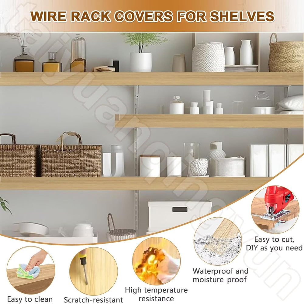 Wire Shelf Cover 16x28 inch, 4Pcs Faux Walnut Wood Shelf Covers for Wire Shel...