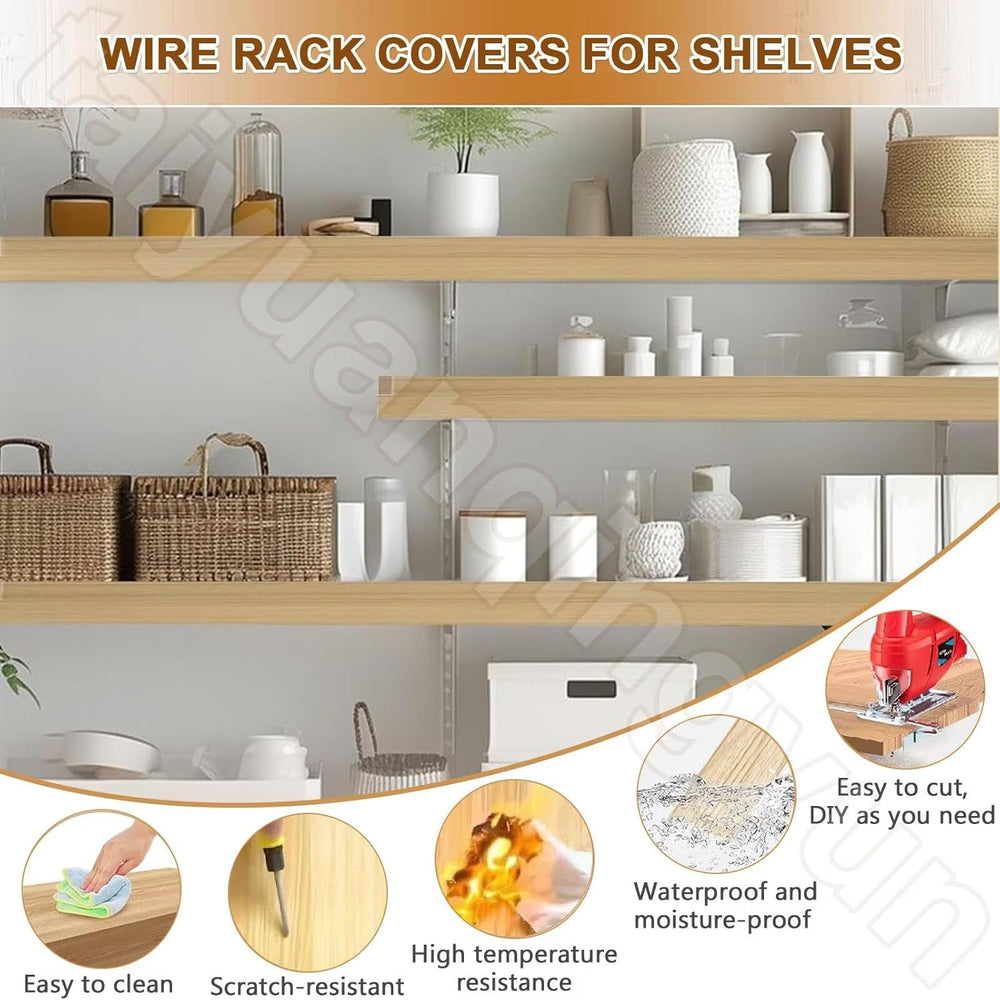 Wire Shelf Cover 16x48 inch, 4Pcs White Shelf Covers for Wire Shelving, 3in T...