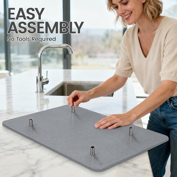 Large Stone Dish Drying Mats for Kitchen Counter, Super Absorbent Fast Drying - Image 7