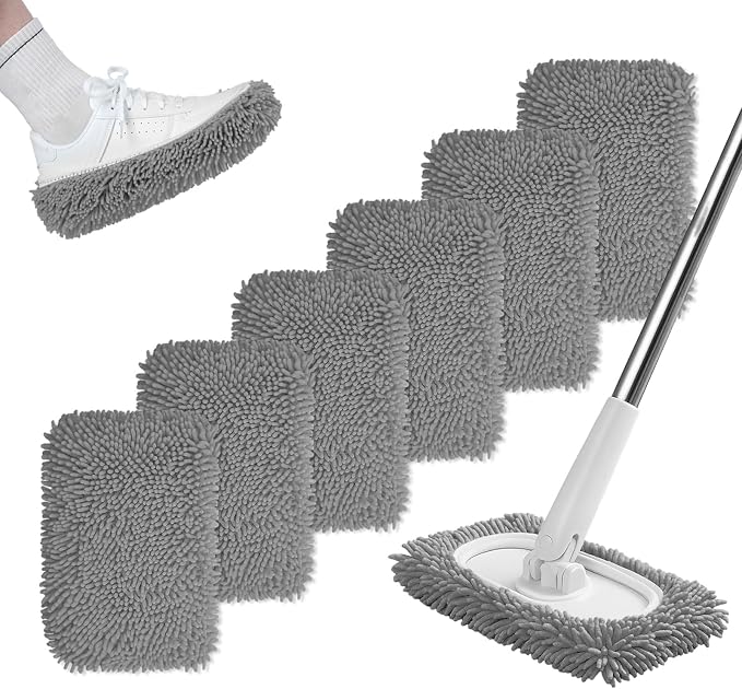 6PCS Reusable Mop Pads Fit for Flat Mops, Chenille Mop Refill Pads Washable Mop by Zrpot