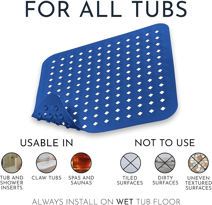 Homerella Anti Slip Shower Mat | Anti Mold Non Slip Bathtub Mat - Image 2