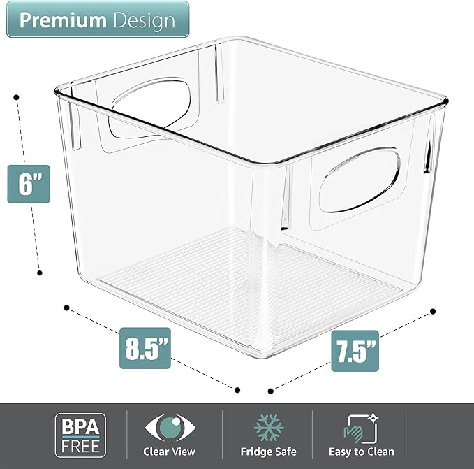 Sorbus 2 Pack Medium Clear Plastic Storage Bins, Refrigerator, Under Sink - Image 3