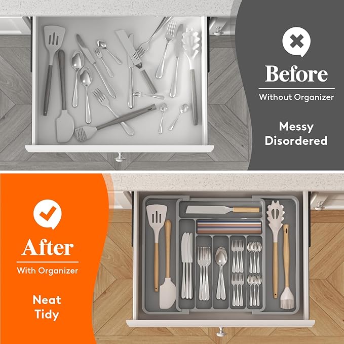 Lifewit Silverware Drawer Organizer, Expandable Utensil Organizer - Image 7