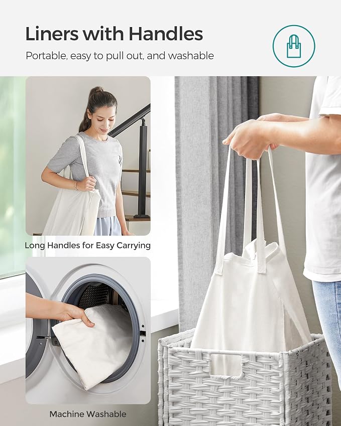 SONGMICS Laundry Hamper with Lid, 17.2 Gallon Synthetic Rattan Clothes Laundry - Image 6