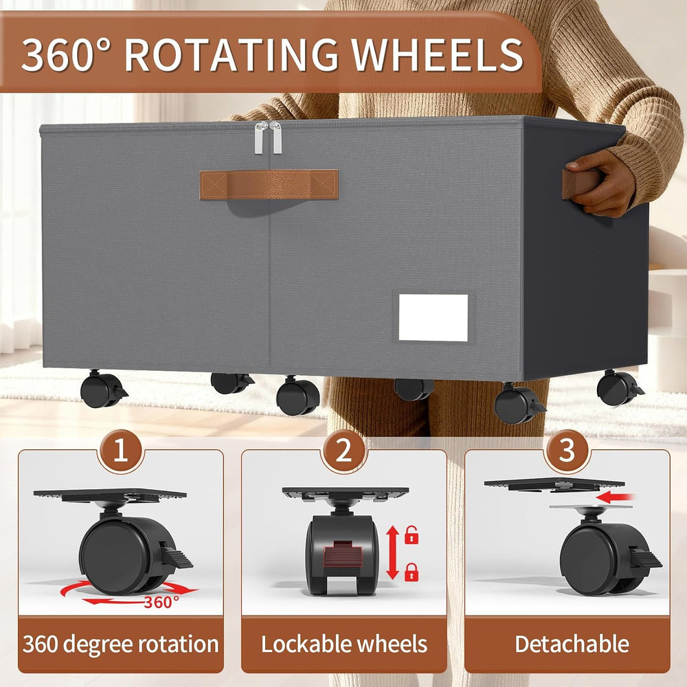 Foyego 2 Pack Shoe Organizer for Closet, Shoe Storage with Wheels, Gray