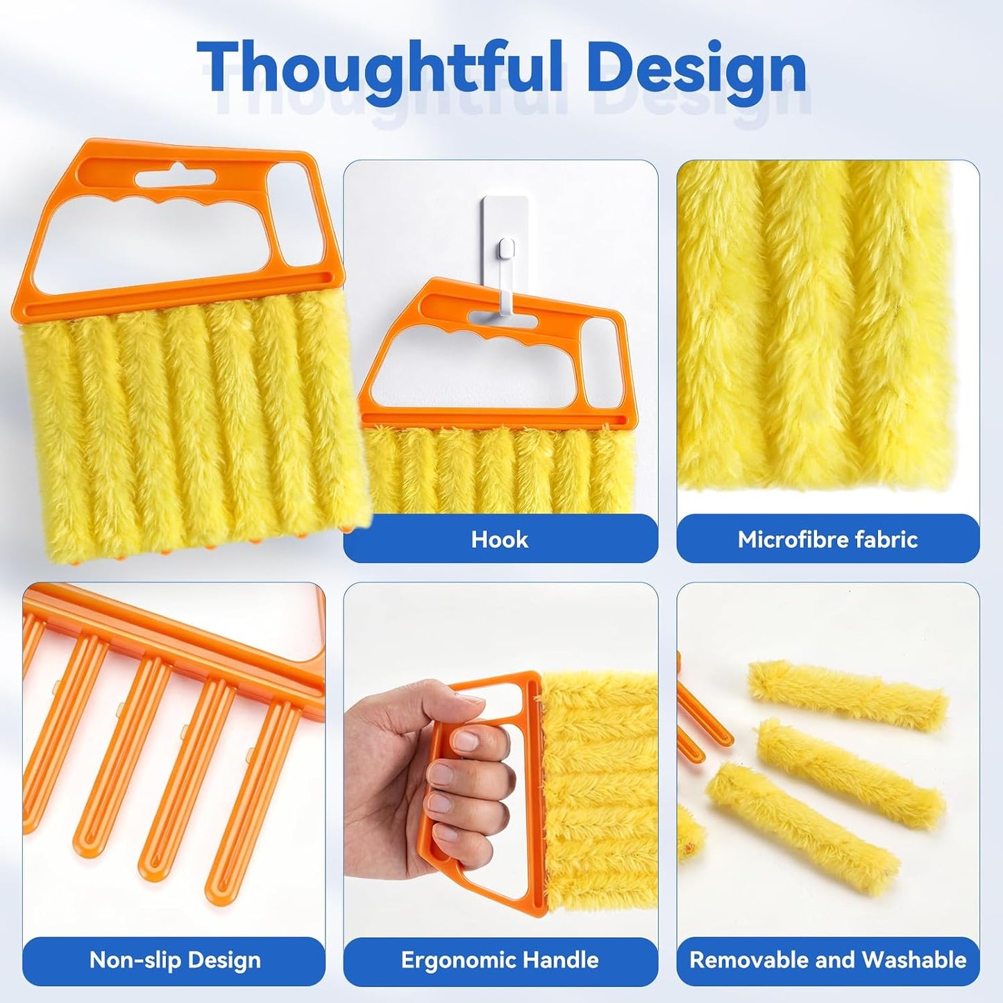 Retractable Gap Dust Cleaner Under Appliance Cleaning Tool,Window Blind Cleaner Duster Tool,4pcs Cleaning Tools Set for Under Appliances Furniture Fridge,Venetian Blinds, Air Conditioner Vents